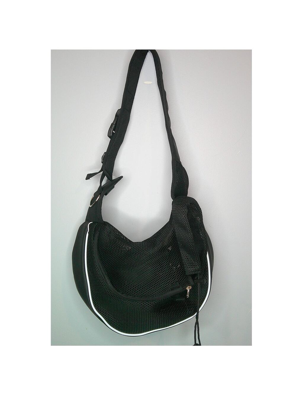 Black Mesh Pet Sling Carrier Dogs/Cats Expandable Breathable Adjustable Strap